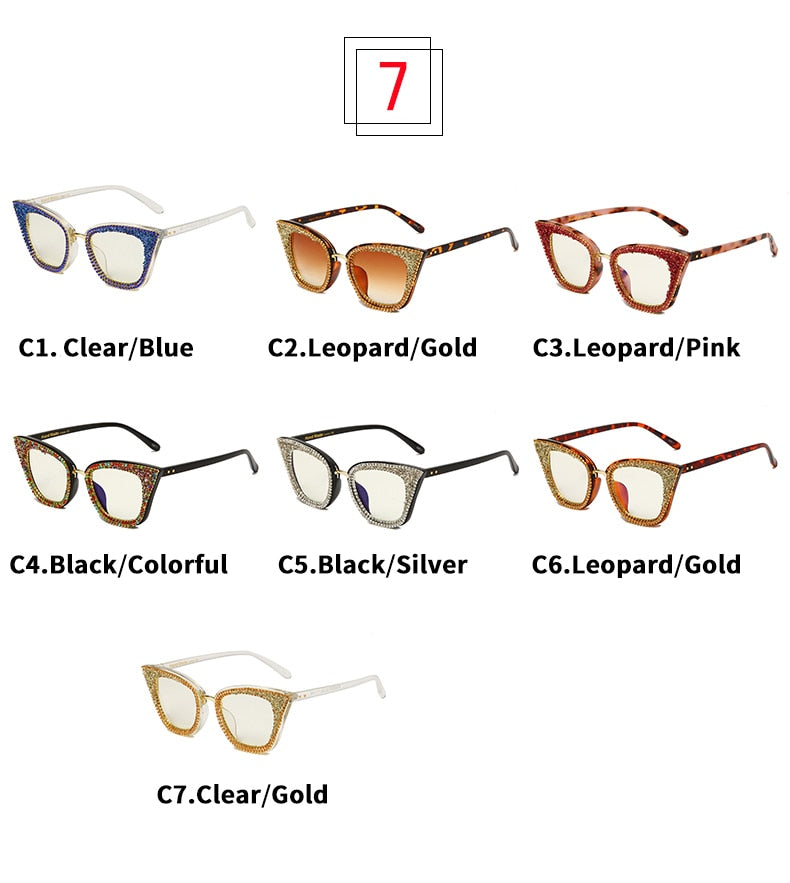  Women's Shiny Rhinestone Diamond Bling Cat Eye Shades Sunglasses - Women Sunglasses - DYAVOR® 