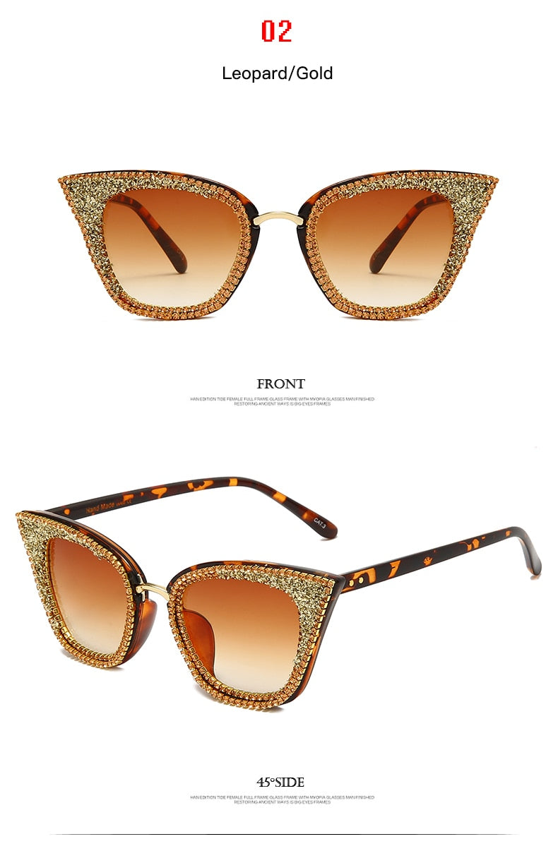  Women's Shiny Rhinestone Diamond Bling Cat Eye Shades Sunglasses - Women Sunglasses - DYAVOR® 