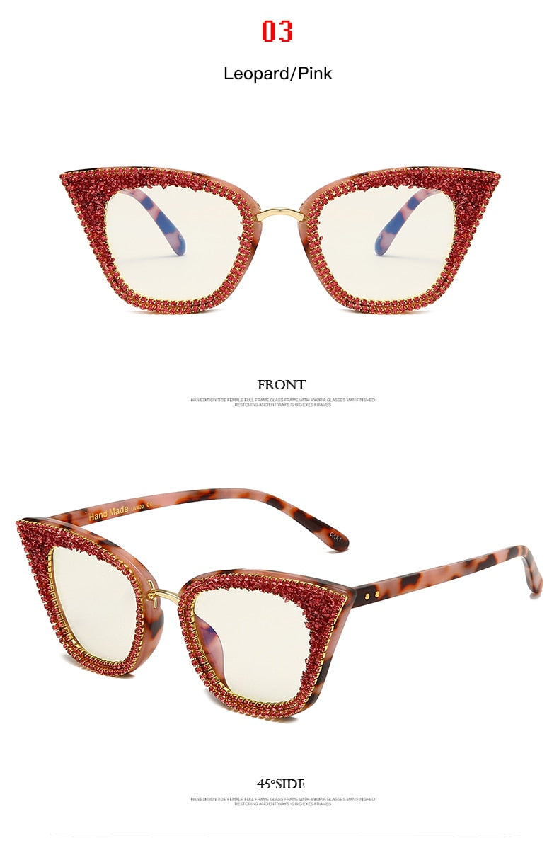  Women's Shiny Rhinestone Diamond Bling Cat Eye Shades Sunglasses - Women Sunglasses - DYAVOR® 