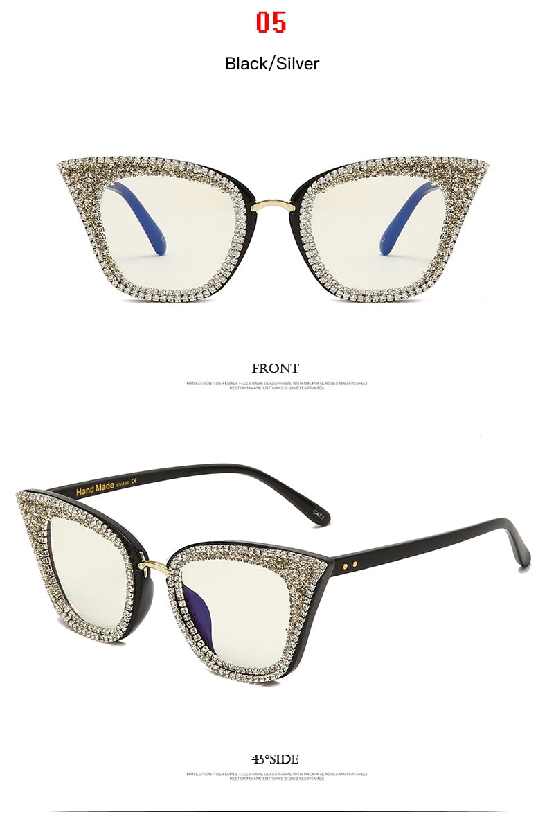  Women's Shiny Rhinestone Diamond Bling Cat Eye Shades Sunglasses - Women Sunglasses - DYAVOR® 