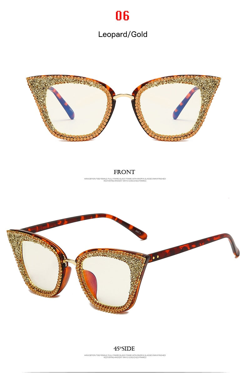  Women's Shiny Rhinestone Diamond Bling Cat Eye Shades Sunglasses - Women Sunglasses - DYAVOR® 