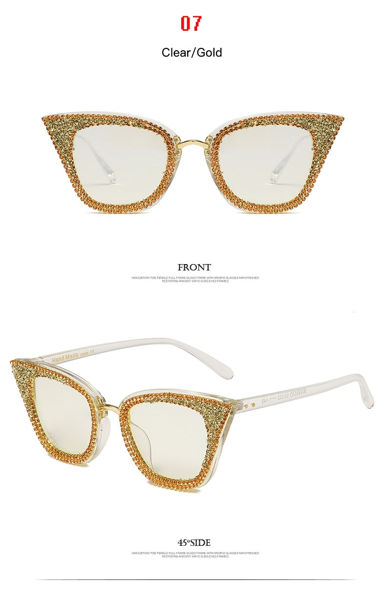  Women's Shiny Rhinestone Diamond Bling Cat Eye Shades Sunglasses - Women Sunglasses - DYAVOR® 