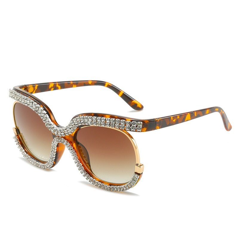  Women's Luxury Crystal Diamond Oversized Round Eyewear Sunglasses - Women Sunglasses - DYAVOR® 