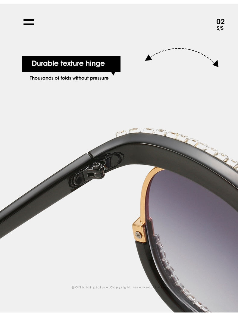  Women's Luxury Crystal Diamond Oversized Round Eyewear Sunglasses - Women Sunglasses - DYAVOR® 