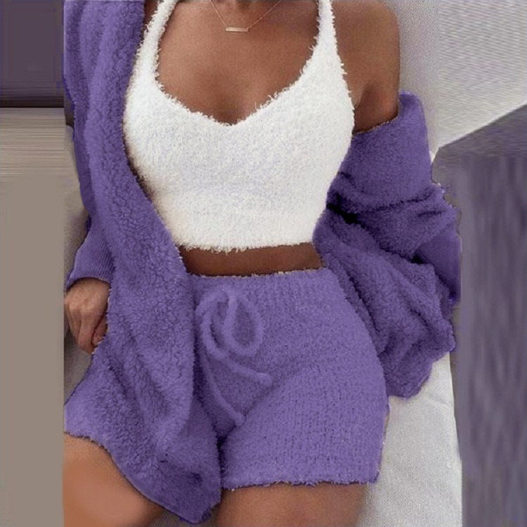  Fluffy Pajama Set for Women | 3-Piece Winter Loungewear - 11/162024 1 - DYAVOR® 