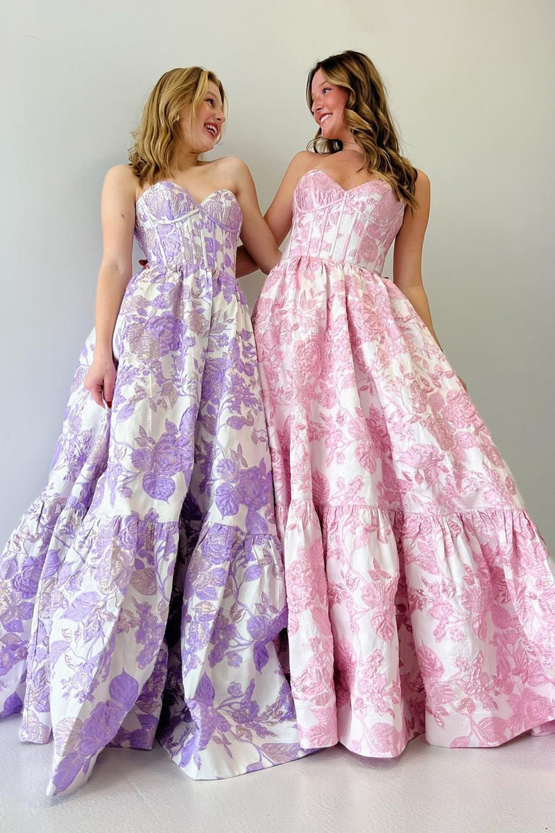  Delice | A-Line Sweetheart Floral Printed Long Prom Dresses - Prom Dress - DYAVOR® 