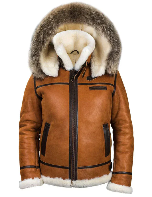  Meti - sheepskin jacket with fur hood -  - DYAVOR® 