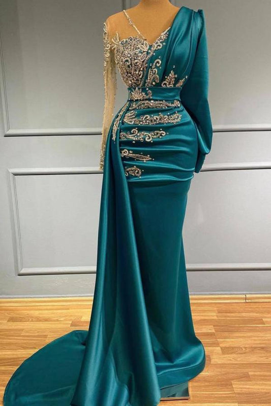  Elegant floor-length evening dress prom dresses with sleeves - Prom Dresses - DYAVOR® 