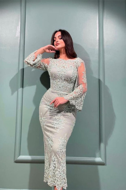  Elegant Lace Mermaid Evening Dresses With Long Sleeves - Prom Dresses - DYAVOR® 