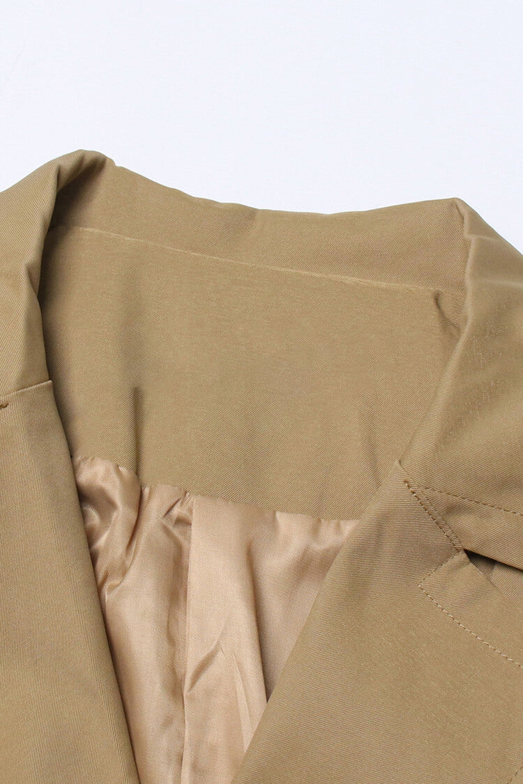  Elegant Puff Sleeve Button Front Belted Cinch Waist Ruffle Trench Coat - Coats - DYAVOR® 