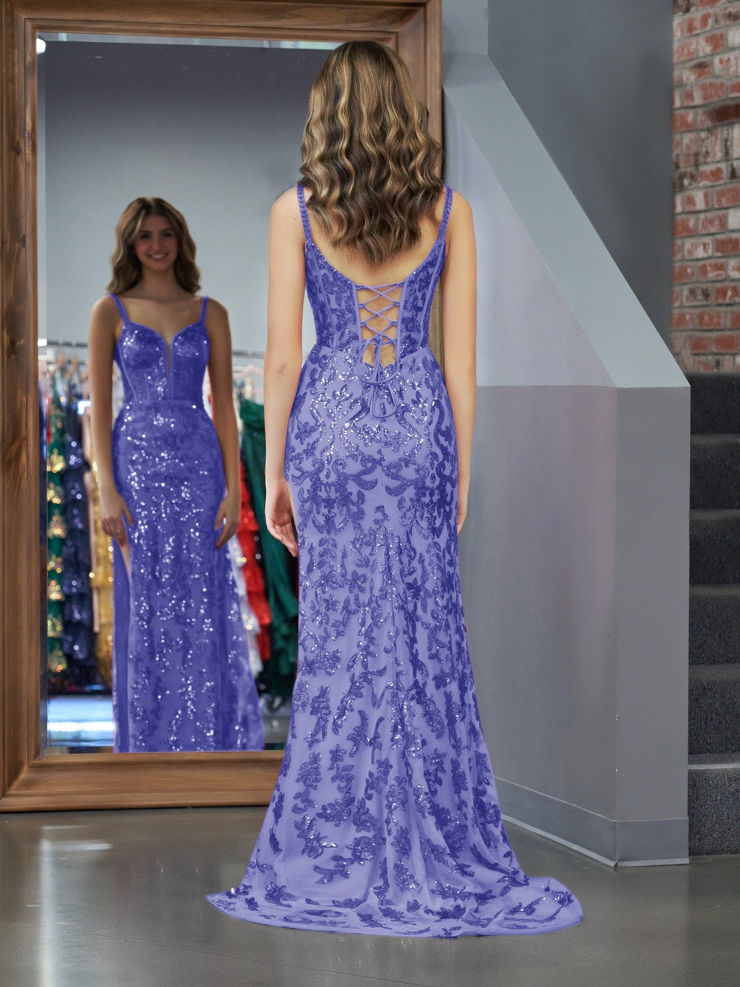  Erryn |Purple Sheath Sequins Long Prom Dress with Slit - Prom Dress - DYAVOR® 