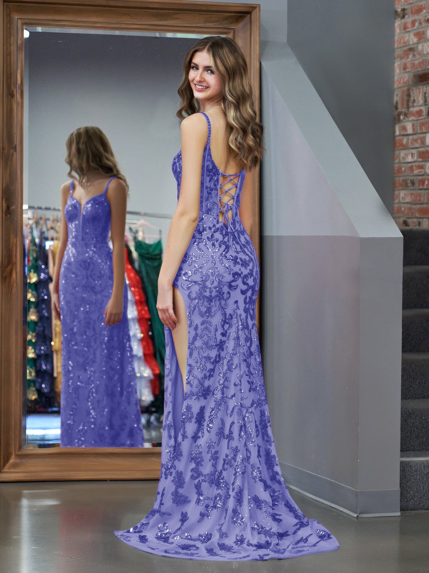  Erryn |Purple Sheath Sequins Long Prom Dress with Slit - Prom Dress - DYAVOR® 