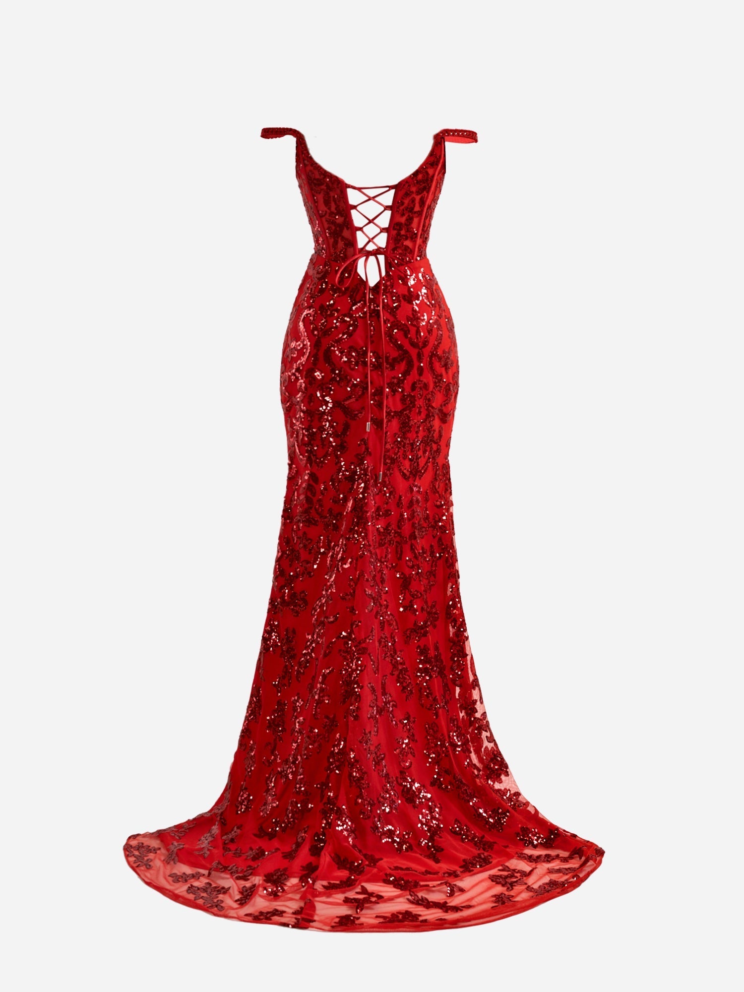  Erryn | Red Sheath Sequins Long Prom Dress with Slit - Prom Dress - DYAVOR® 