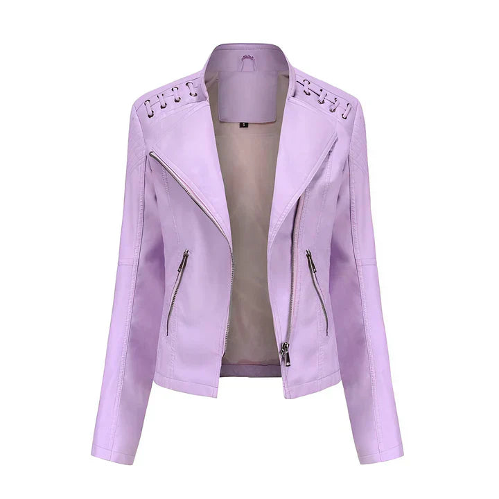  Arline - pu leather jacket with zipper -  - DYAVOR® 