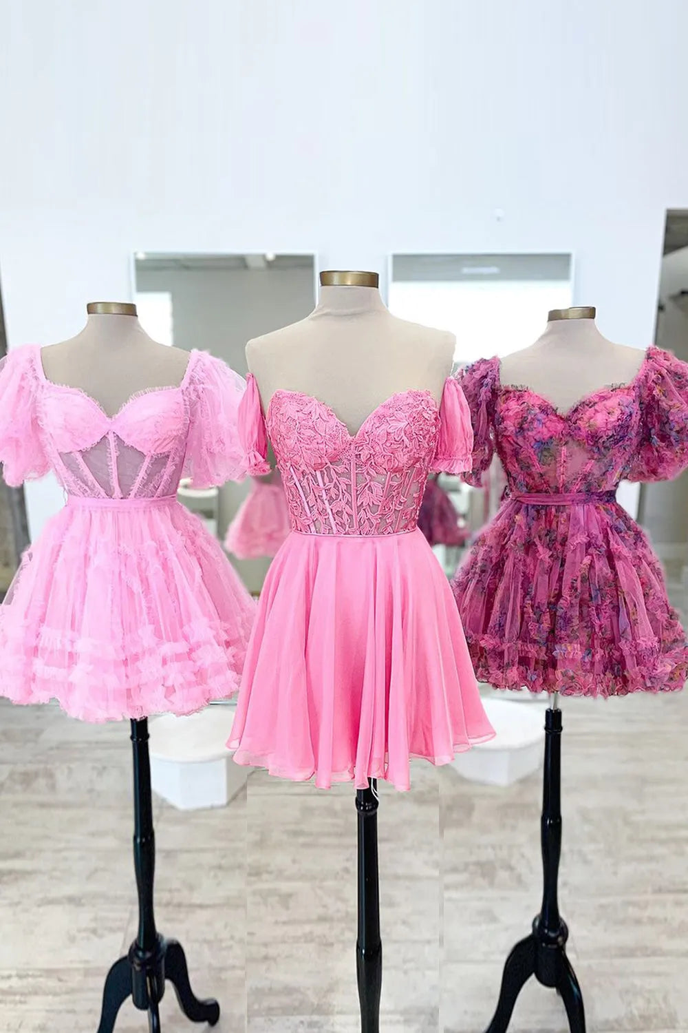  Lavinia |A Line Lace Off the Shoulder Homecoming Dress with Appliques - Cocktail Dress - DYAVOR® 