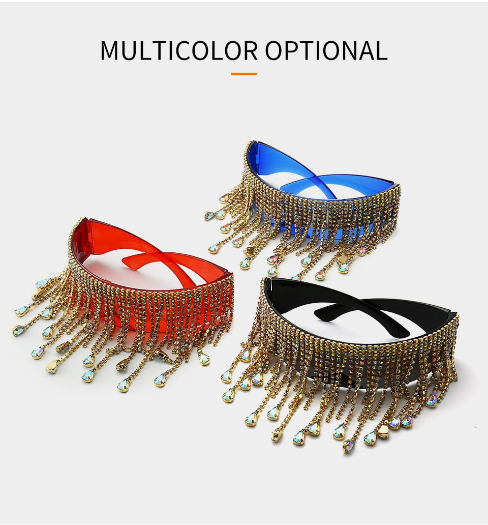  Women's Luxury Diamond Tassel Crystal Design Eyewear Sun Glasses - Women Sunglasses - DYAVOR® 