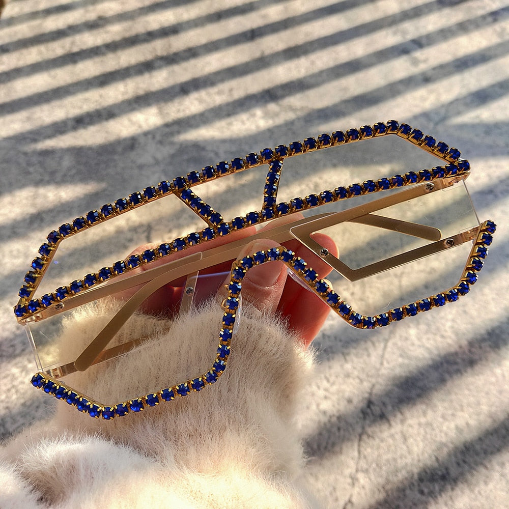  Women's Fashion Oversized Square Rhinestone Eyewear Sunglasses - Women Sunglasses - DYAVOR® 