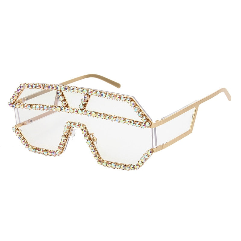  Women's Fashion Oversized Square Rhinestone Eyewear Sunglasses - Women Sunglasses - DYAVOR® 