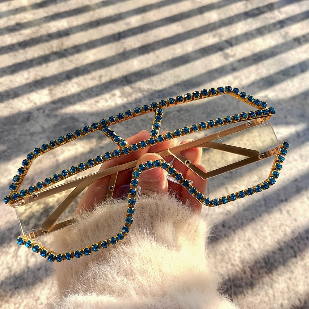  Women's Fashion Oversized Square Rhinestone Eyewear Sunglasses - Women Sunglasses - DYAVOR® 