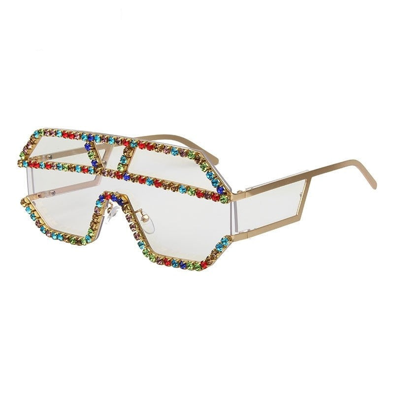  Women's Fashion Oversized Square Rhinestone Eyewear Sunglasses - Women Sunglasses - DYAVOR® 