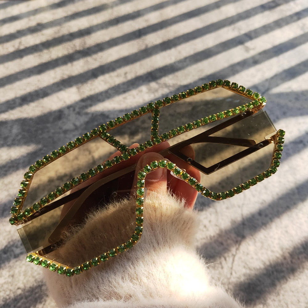  Women's Fashion Oversized Square Rhinestone Eyewear Sunglasses - Women Sunglasses - DYAVOR® 