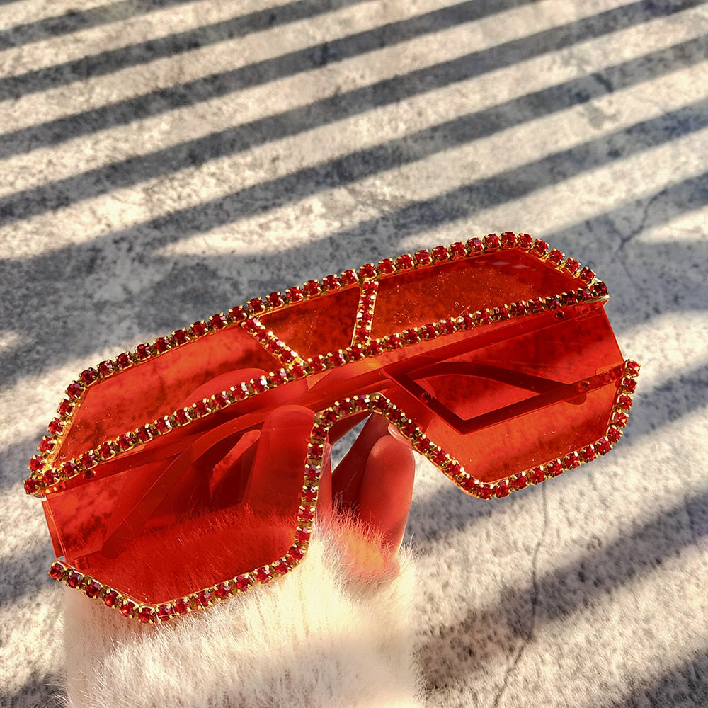  Women's Fashion Oversized Square Rhinestone Eyewear Sunglasses - Women Sunglasses - DYAVOR® 