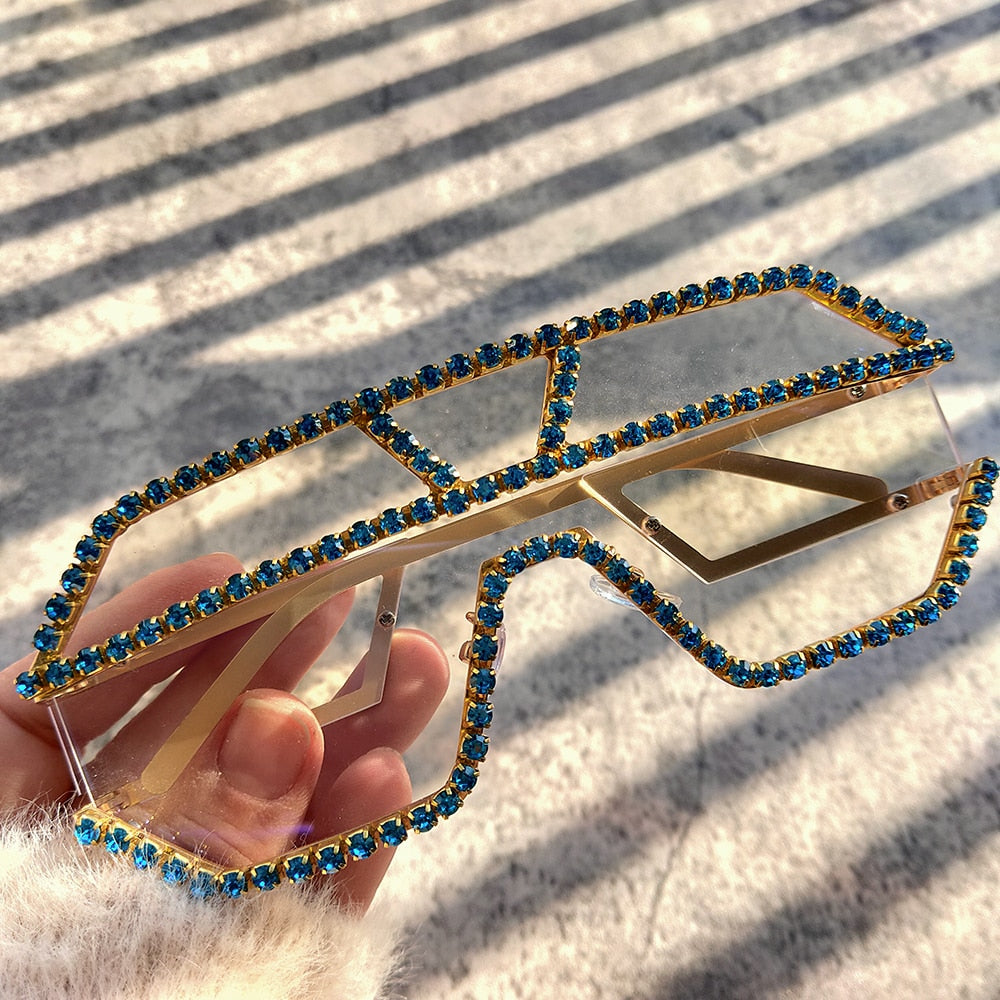  Women's Fashion Oversized Square Rhinestone Eyewear Sunglasses - Women Sunglasses - DYAVOR® 