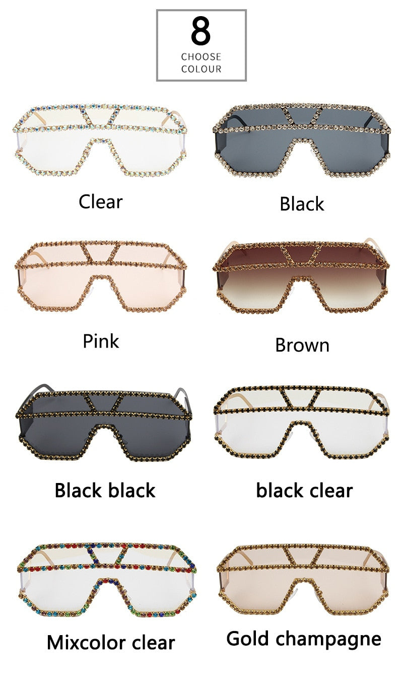 Women's Fashion Oversized Square Rhinestone Eyewear Sunglasses - Women Sunglasses - DYAVOR® 