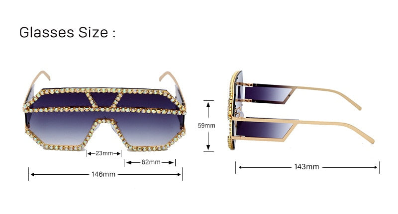  Women's Fashion Oversized Square Rhinestone Eyewear Sunglasses - Women Sunglasses - DYAVOR® 