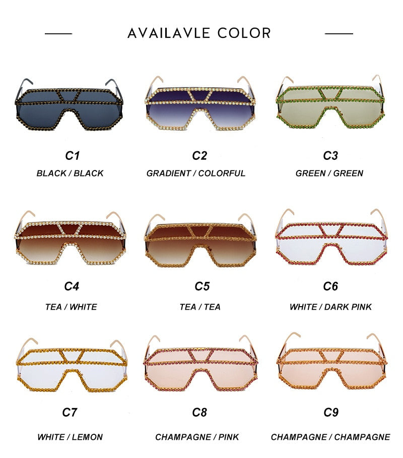  Women's Fashion Oversized Square Rhinestone Eyewear Sunglasses - Women Sunglasses - DYAVOR® 