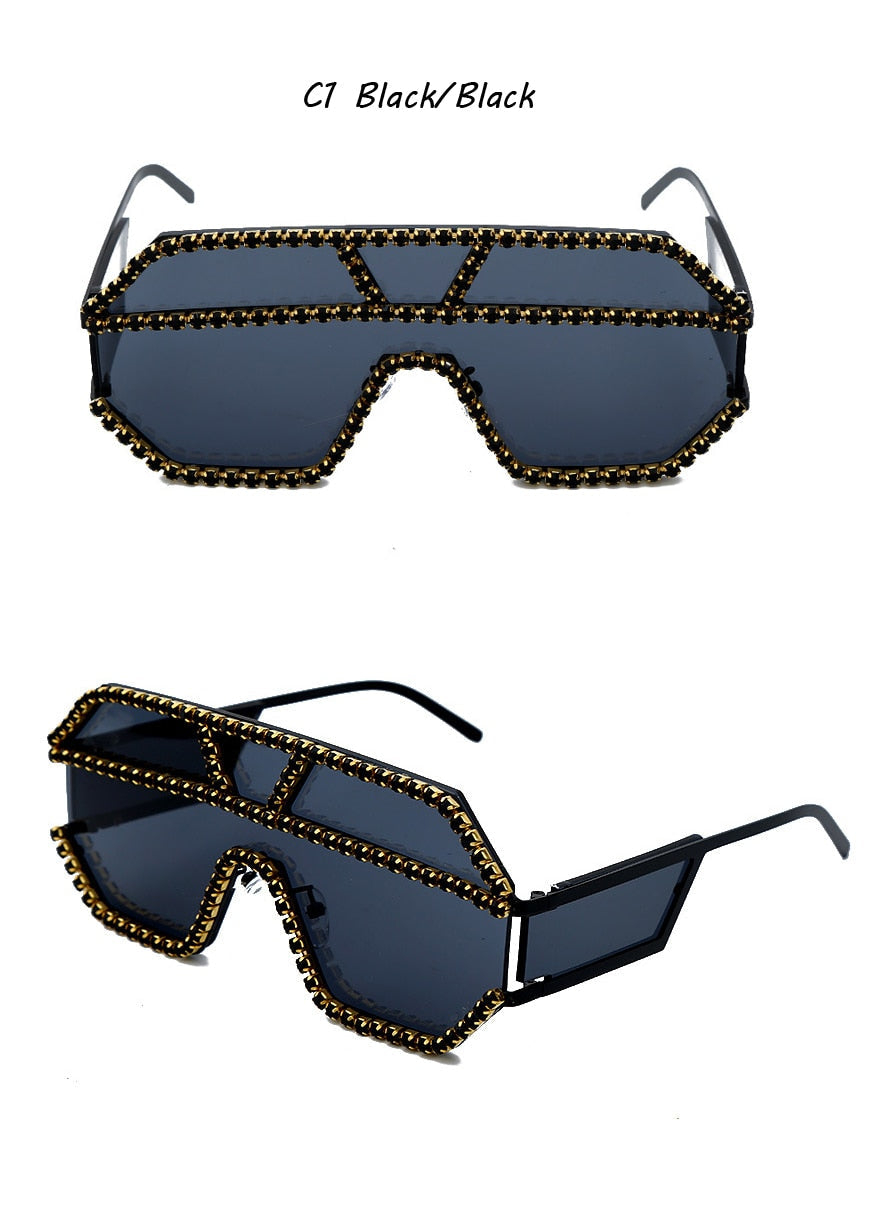  Women's Fashion Oversized Square Rhinestone Eyewear Sunglasses - Women Sunglasses - DYAVOR® 