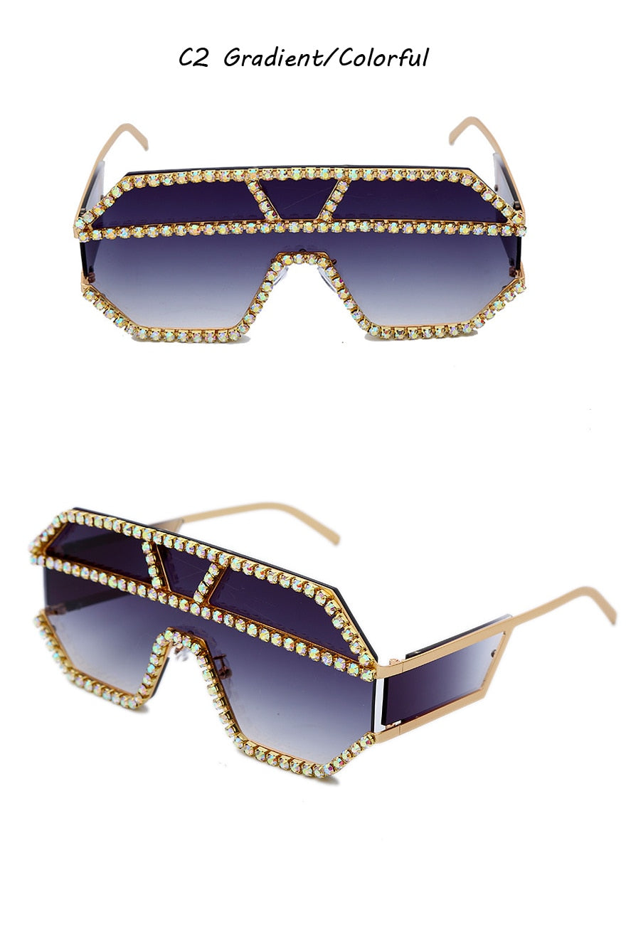  Women's Fashion Oversized Square Rhinestone Eyewear Sunglasses - Women Sunglasses - DYAVOR® 