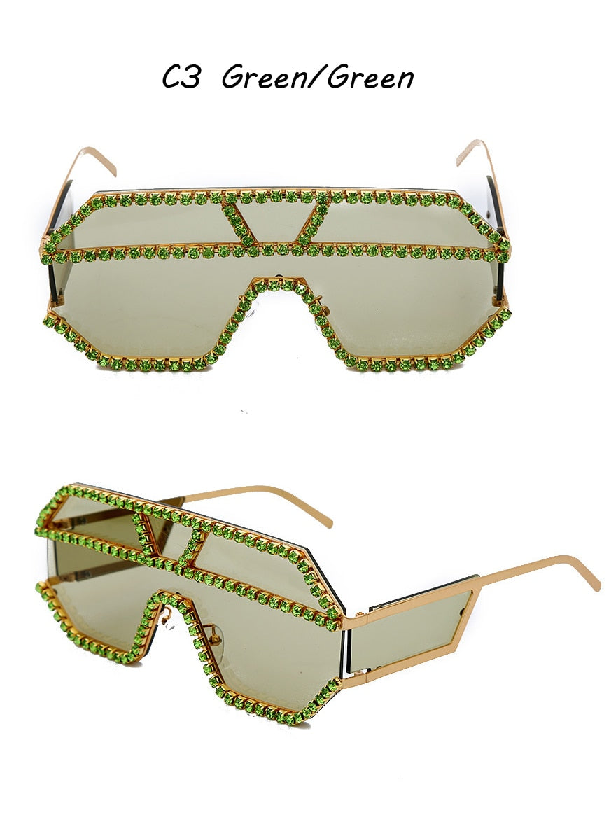  Women's Fashion Oversized Square Rhinestone Eyewear Sunglasses - Women Sunglasses - DYAVOR® 