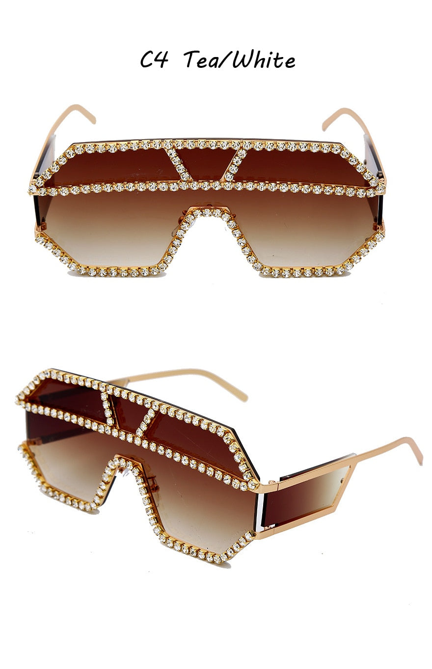  Women's Fashion Oversized Square Rhinestone Eyewear Sunglasses - Women Sunglasses - DYAVOR® 