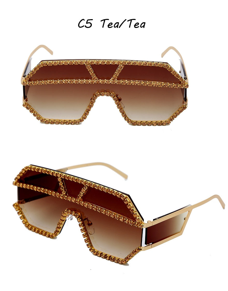  Women's Fashion Oversized Square Rhinestone Eyewear Sunglasses - Women Sunglasses - DYAVOR® 