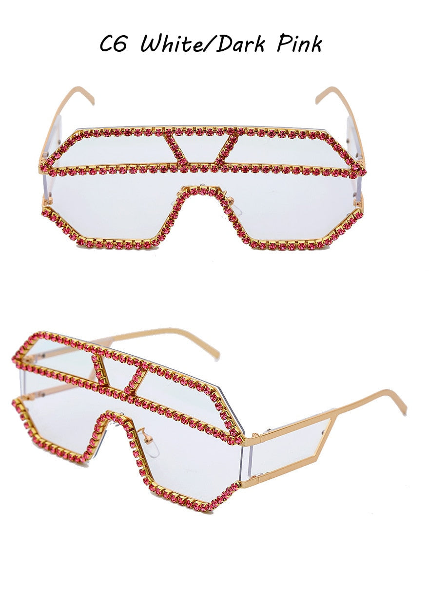  Women's Fashion Oversized Square Rhinestone Eyewear Sunglasses - Women Sunglasses - DYAVOR® 