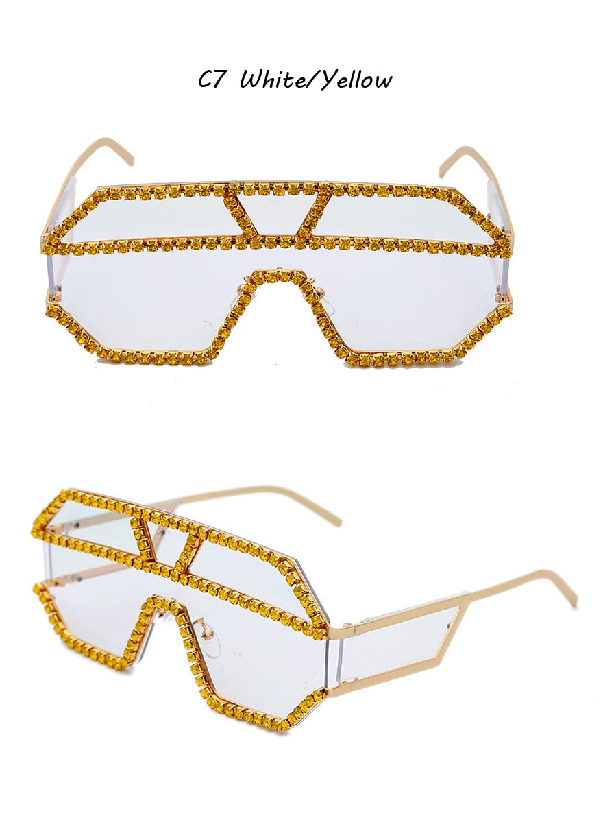  Women's Fashion Oversized Square Rhinestone Eyewear Sunglasses - Women Sunglasses - DYAVOR® 