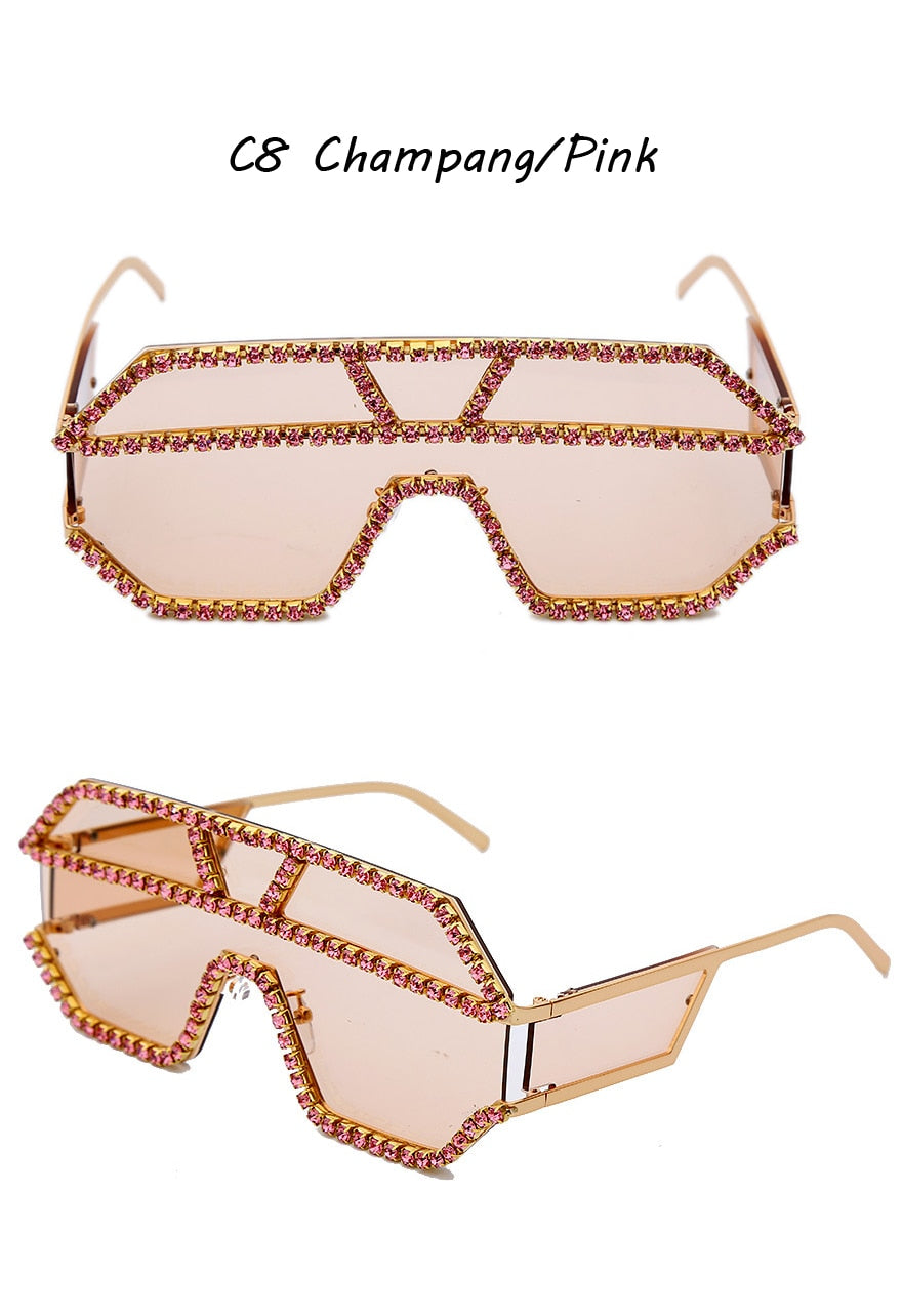  Women's Fashion Oversized Square Rhinestone Eyewear Sunglasses - Women Sunglasses - DYAVOR® 
