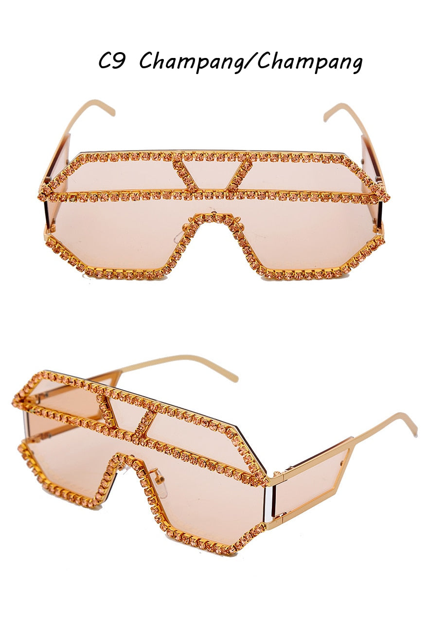  Women's Fashion Oversized Square Rhinestone Eyewear Sunglasses - Women Sunglasses - DYAVOR® 
