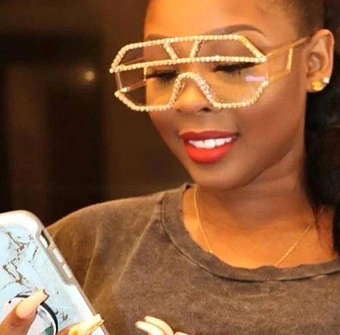  Women's Fashion Oversized Square Rhinestone Eyewear Sunglasses - Women Sunglasses - DYAVOR® 