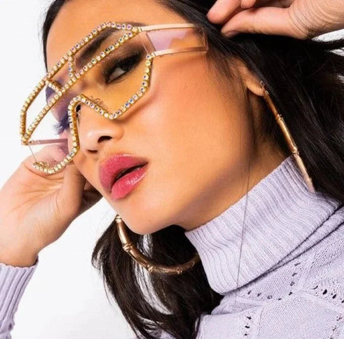  Women's Fashion Oversized Square Rhinestone Eyewear Sunglasses - Women Sunglasses - DYAVOR® 