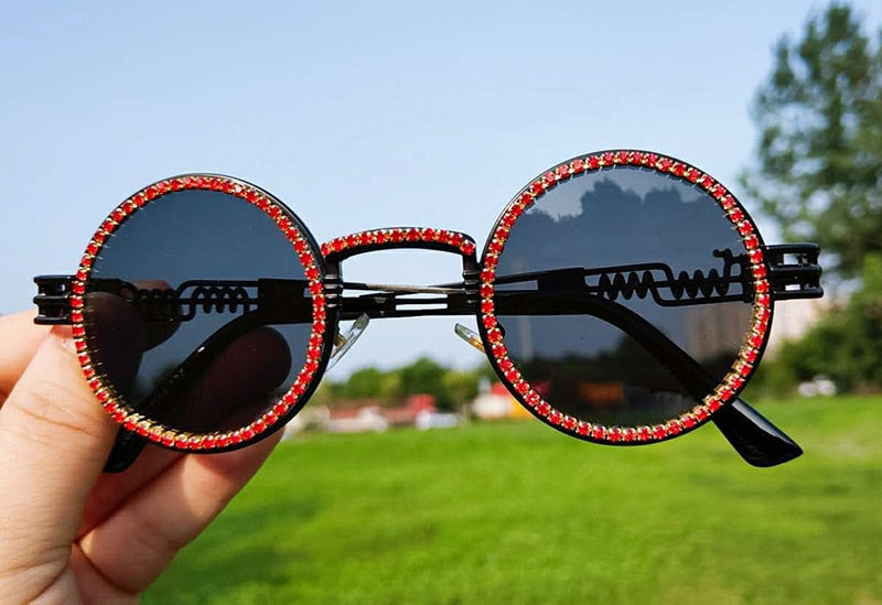  Women's Fashion Round Diamond Luxury Rhinestone Punk Sunglasses - Women Sunglasses - DYAVOR® 