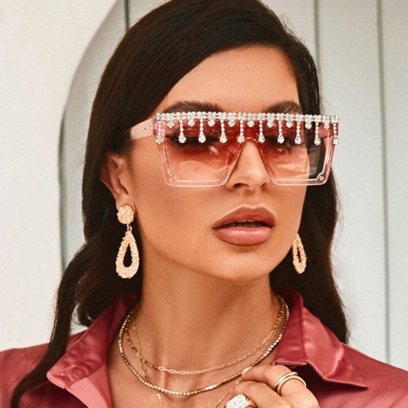  Women's Fashion Square Tassel Oversized UV400 Eyewear Sunglasses - Women Sunglasses - DYAVOR® 