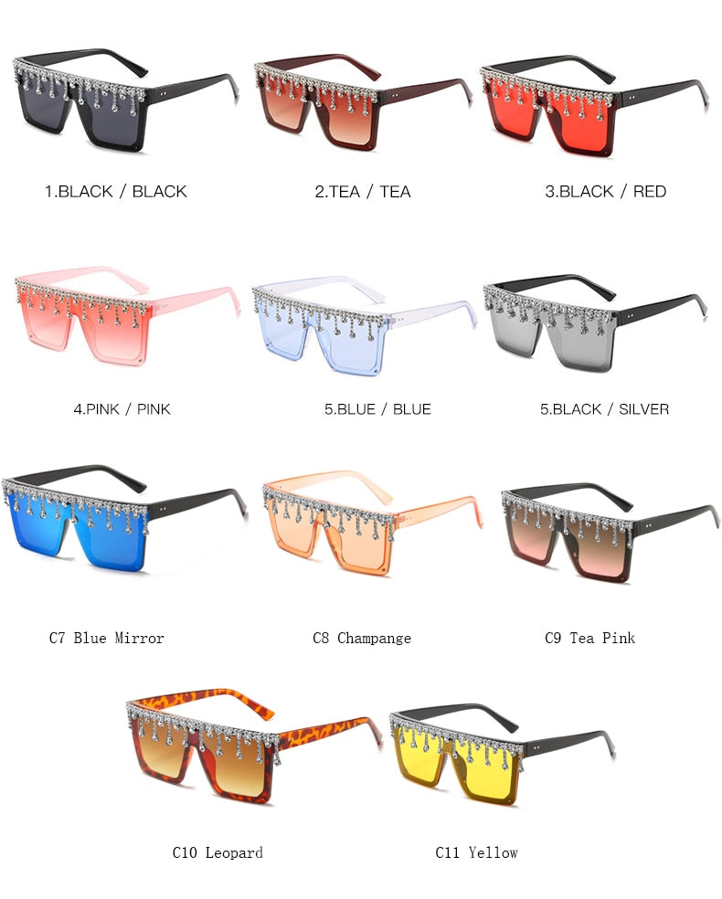  Women's Fashion Square Tassel Oversized UV400 Eyewear Sunglasses - Women Sunglasses - DYAVOR® 