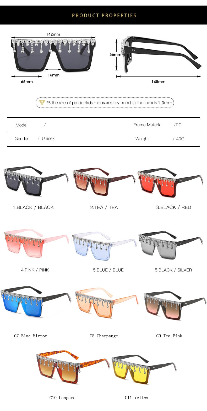  Women's Fashion Square Tassel Oversized UV400 Eyewear Sunglasses - Women Sunglasses - DYAVOR® 