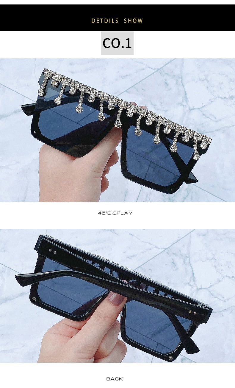  Women's Fashion Square Tassel Oversized UV400 Eyewear Sunglasses - Women Sunglasses - DYAVOR® 