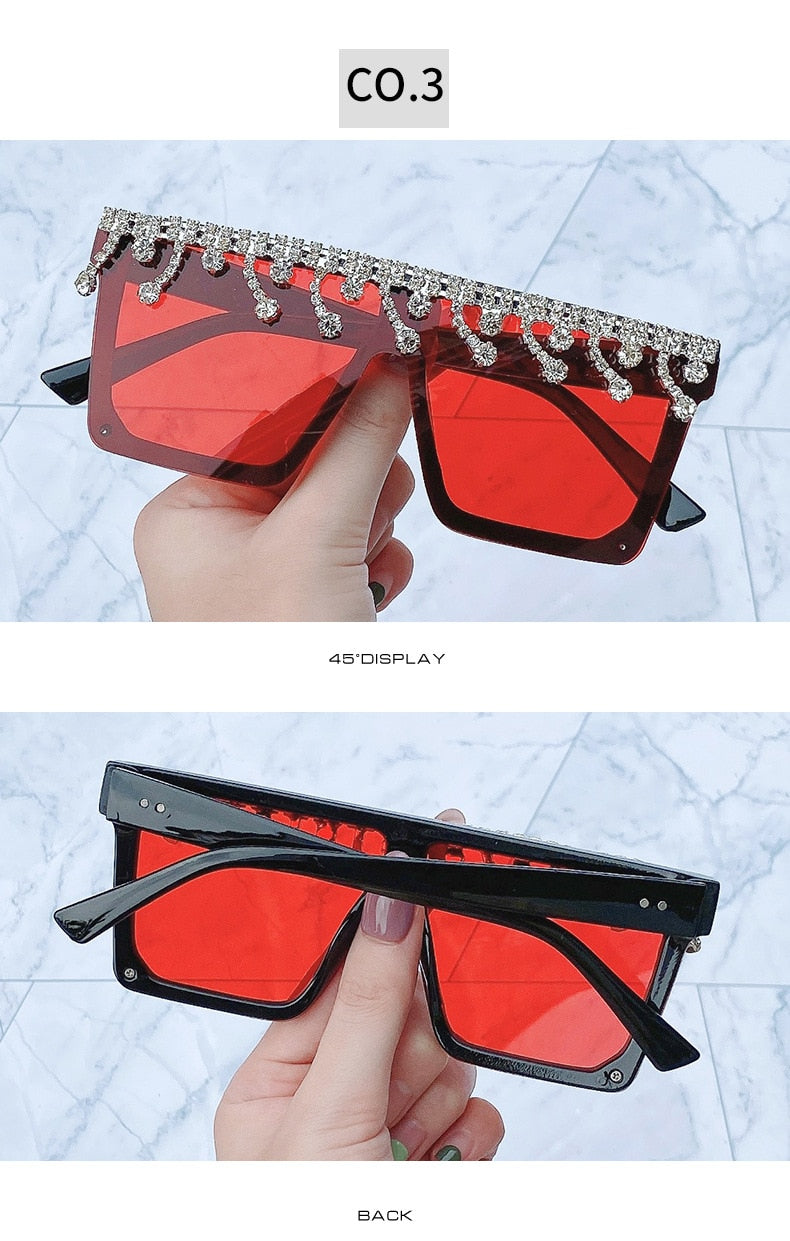  Women's Fashion Square Tassel Oversized UV400 Eyewear Sunglasses - Women Sunglasses - DYAVOR® 