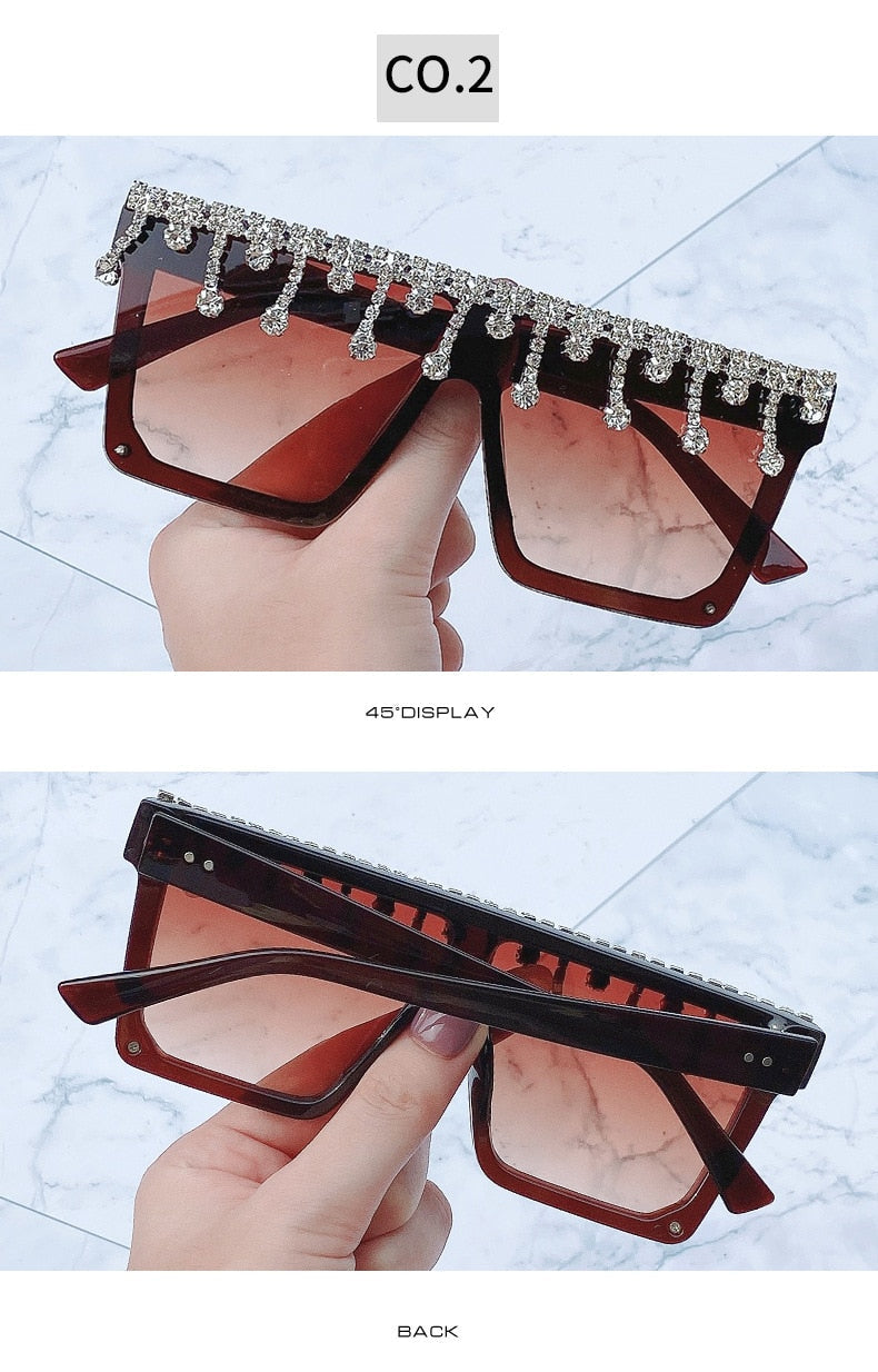  Women's Fashion Square Tassel Oversized UV400 Eyewear Sunglasses - Women Sunglasses - DYAVOR® 