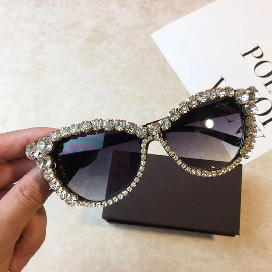  Women's Fashion Cat Eye Bling Diamond Rhinestone Sun Glasses - Women Sunglasses - DYAVOR® 