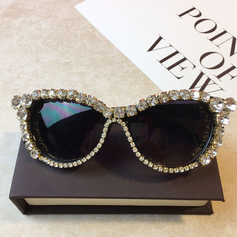  Women's Fashion Cat Eye Bling Diamond Rhinestone Sun Glasses - Women Sunglasses - DYAVOR® 